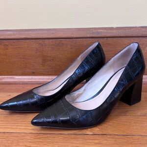 Marc Fisher Black Croc-Patterned Heels